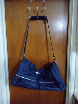 Navy Blue Nylon Shoulder Bag. 20" Bella Russo Travel Duffle