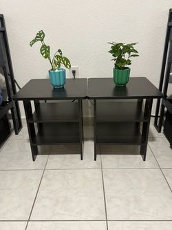 Black End Tables with Shelves – Set of 2/ 2 mesitas de noche