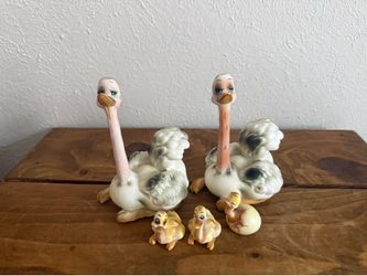Vintage Josef Originals Japan Ostrich Family Figurines Set of 5 Birds Chicks