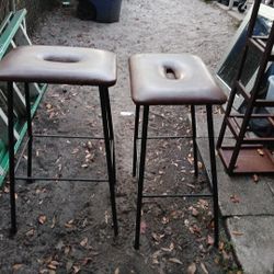 2 Leather Top Stools