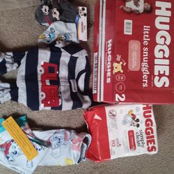Baby Boy Lot Diapers Wipes Clothes Brand New w Tags