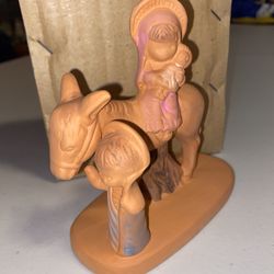 Vintage Priceless Terra Cotta Jesus & Mary on Donkey w/ Joseph Figurine