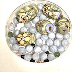 Blue Lace Agate And Ceramic Beads
