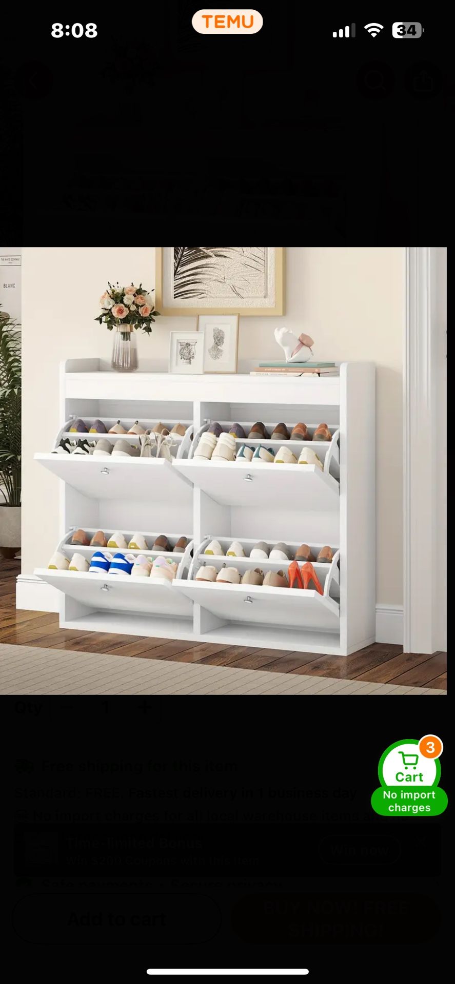 Shoe Storage White Cabinet Furniture