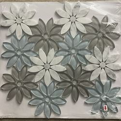 daisy white flower tiles