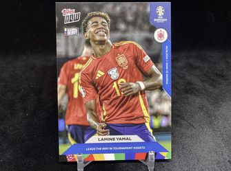 LAMINE YAMAL 2024 TOPPS NOW UEFA EURO #038 LEADS TOURNEY IN ASSISTS RC / SPAIN