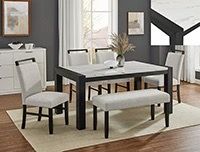 5 Piece solid Marble Dining Table Set with Bench ( Modern Home Furniture )