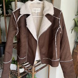 Dark Brown Sherpa-Lined Jacket