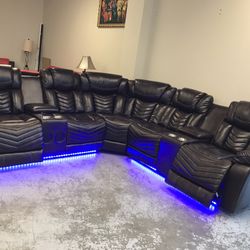 Power Recliner Leather Sectional 