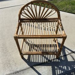 Vintage Bamboo Cane Open Shelf