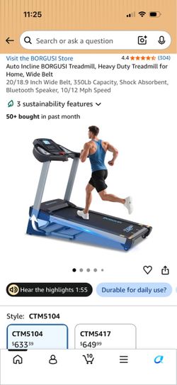 Treadmill - BORGUSI Auto Incline Treadmill CTM5104