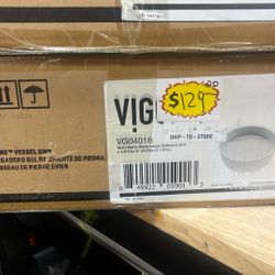 VIGO Starr Modern White Matte Stone 15 in. L x 15 in. W x 5 in. H Round Vessel Bathroom Sink