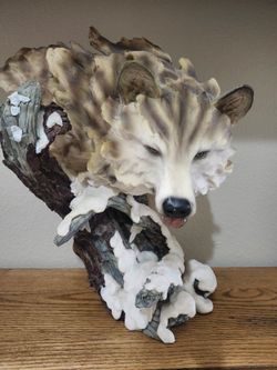 Grey Wolf Resin Statue