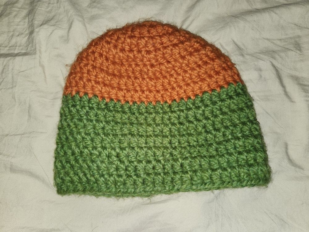 Green And Orange Crochet Mens Winter Hat