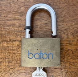 1980's Baton 761 Series Heavy Duty Brass, Stainless Steel Padlock +Key