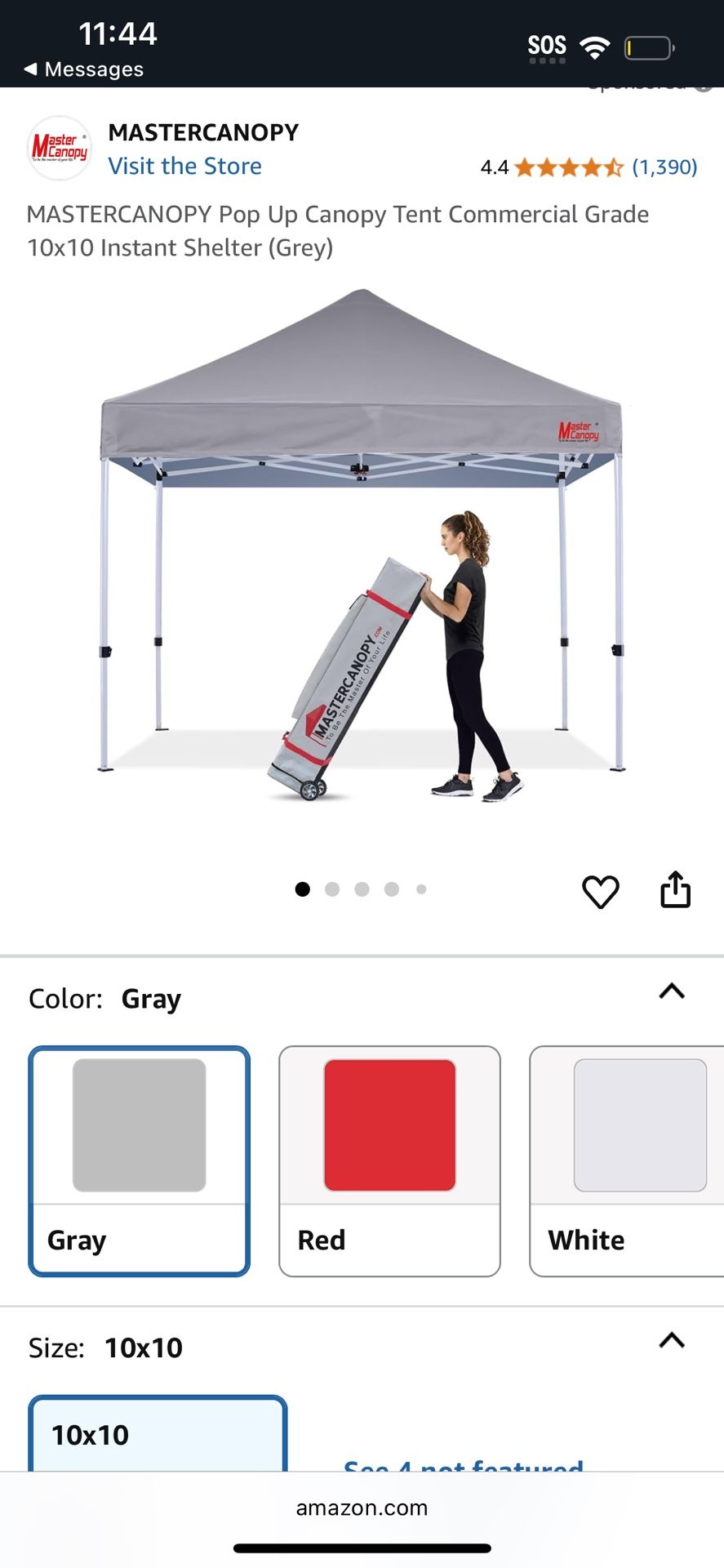 MASTERCANOPY Pop Up Canopy Tent Commercial Grade 10x10 Instant Shelter (Grey