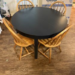 Black Wood Table With 4 Matching Chairs - $140