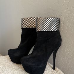 BEBE Mia Black Suede Leather Bootie (size 8)
