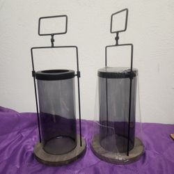 $10 For Both - 2 New Glass Candle Holders/Lanterns