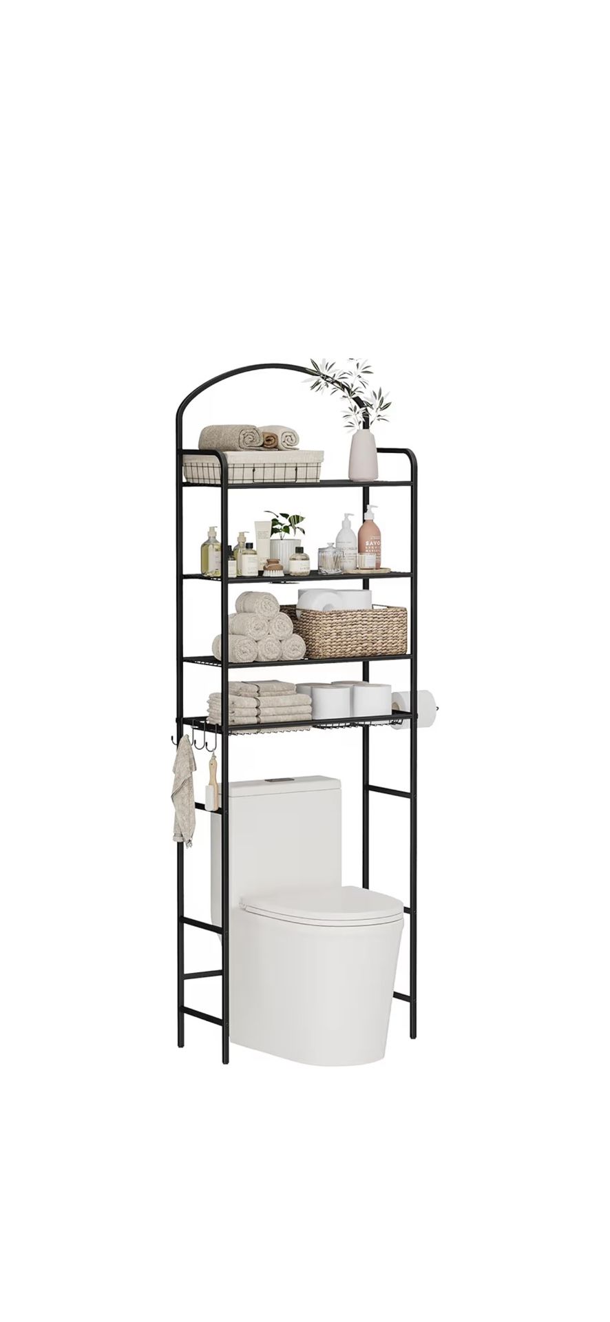 Metal Over Toilet Shelves Stand Organizer Storage Size Length 24", Width 10", Height 72" New Condition assembled