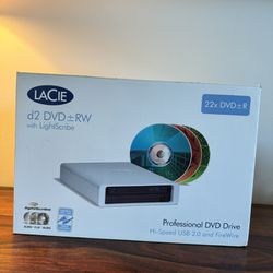 LaCie External DVD Drive USB 2.0 w/ lightscribe DVD RW 18x DVD+R  8X
