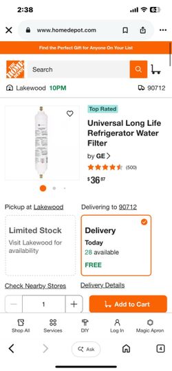GE Universal Long Life Refrigerator Water Filter