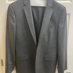 Gray Slim Fit Express For Men 2-piece Suit Jacket Size 44, Pants Size 36x32