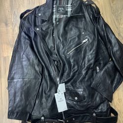 SELL TODAY - Men’s BRAND NEW ZARA Genuine Leather Jacket Sz L-XL