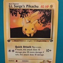 Lt. Surges 1st edition Pikachu Pokémon card