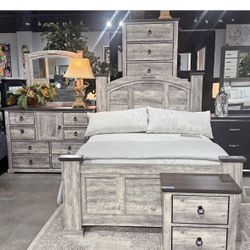 4- Pc Bedroom set Dresser,Mirror  Nightstand (1) Queen size bed frame  Not including Mattress and Box Sp