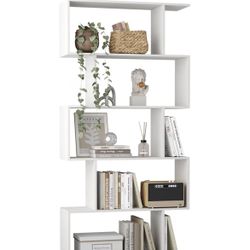 6 Tier White Bookcase 