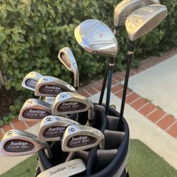 Complete Golf Club For Man Right Hand (Tour Edge Comp 950:Steel Shaft)and Assorted Driver And Wood//taylormade Cart Golf Bag All Included 