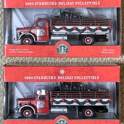 2003 2X Starbucks Die Cast Holiday Truck 