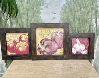 Italian Kitchen Decor by Stefania Ferri Framed Artwork 3pc 11” , 13.5”,15.5”