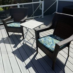 Patio Chairs And Folding End Table Set 