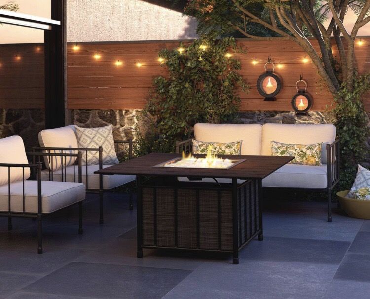 New patio furniture Fernhill 4pc Metal Patio Fire Chat Set - Linen - Threshold