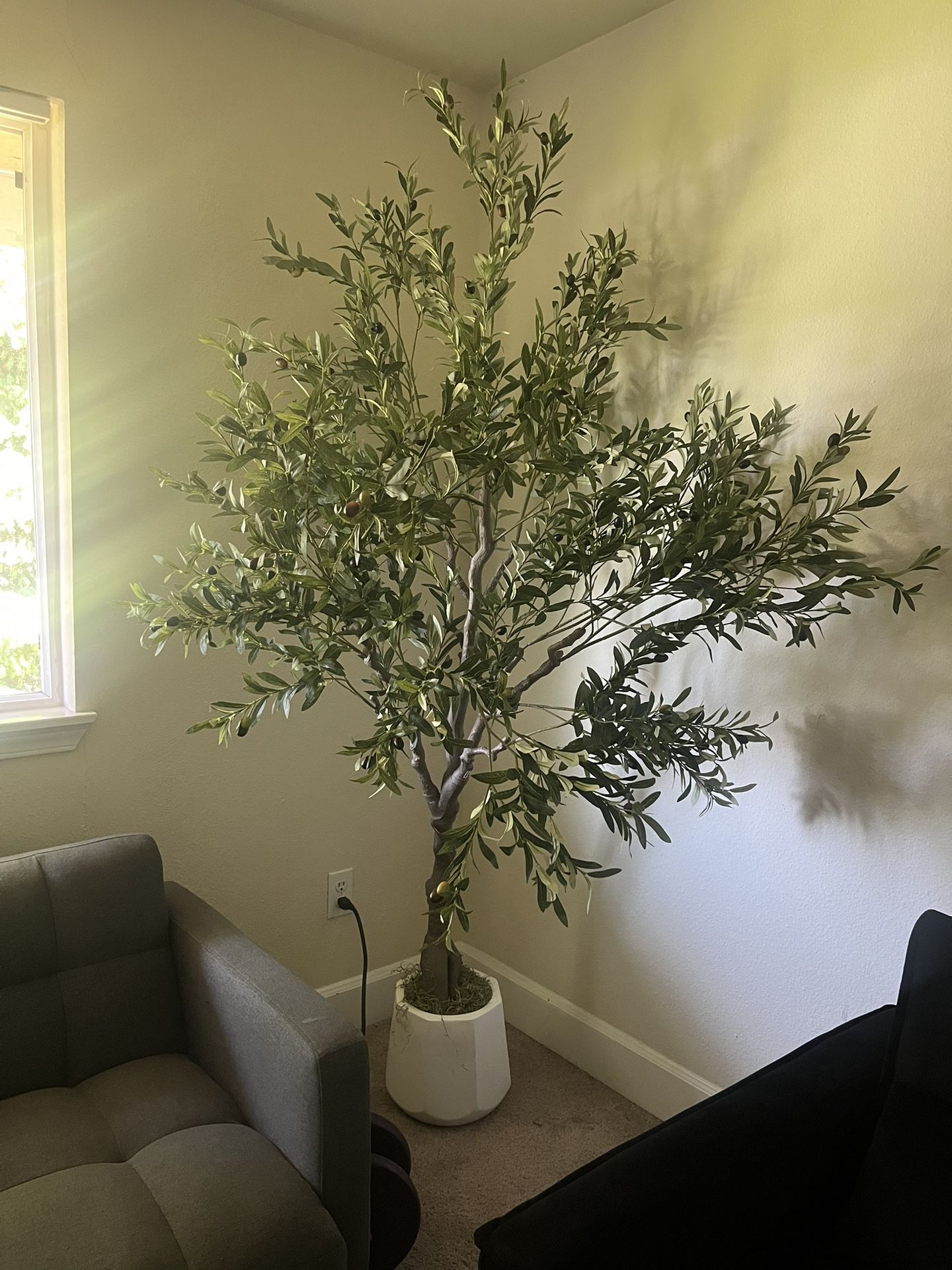 Artificial Olive Tree With White Planter Fake Plant