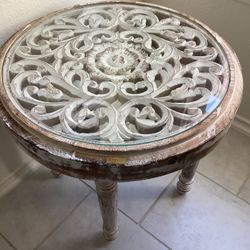 Wooden Nakkashi Work 2 Corner Table 