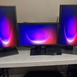 DELL OPTIPLEX PC/(3)TRIPLE MONITORS/3.2Ghz/M.2 SSD/HDD/WIN 11 PRO/LANDSCAPE/PORTRAIT/DESKTOP/WIFI/BT