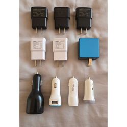 USB Wall & Car Charger Adapter, 10 Piece Set