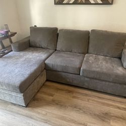 Living Spaces Couch Grey Sectional Sofa 