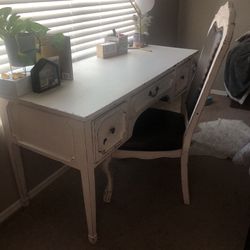 Boho Shabby Chic White Office Desk And Chair