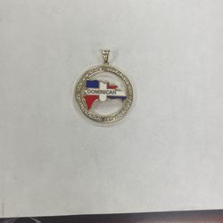 14k Solid Gold Dominican Republic Charm Pendant