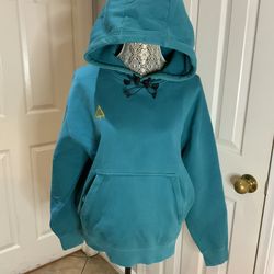 Nike ACG Therma-FIT Fleece Pullover Hoodie TEAL BLUE size MEDIUM
