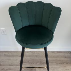 2 Bar Stools Velvet Green