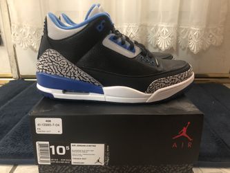 Retro 3 Sport Blue, Size 10.5
