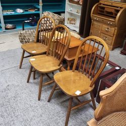 Wooden Armless Kitchen Table Chairs. Dining Chairs. (3) Available 