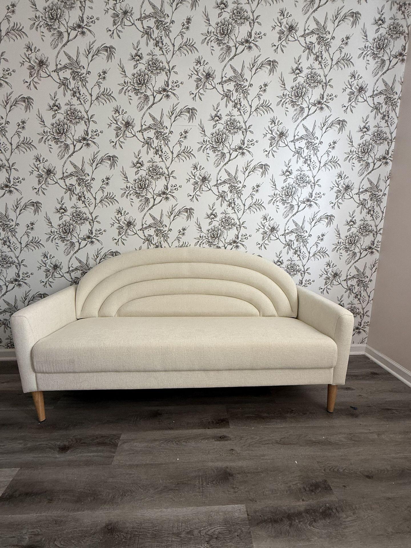 New Michala Upholstered Loveseat — Cream Polyester