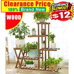 5 Tiers Wooden Flower Rack Plant Stand Wood Shelves Bonsai Display Shelf Indoor