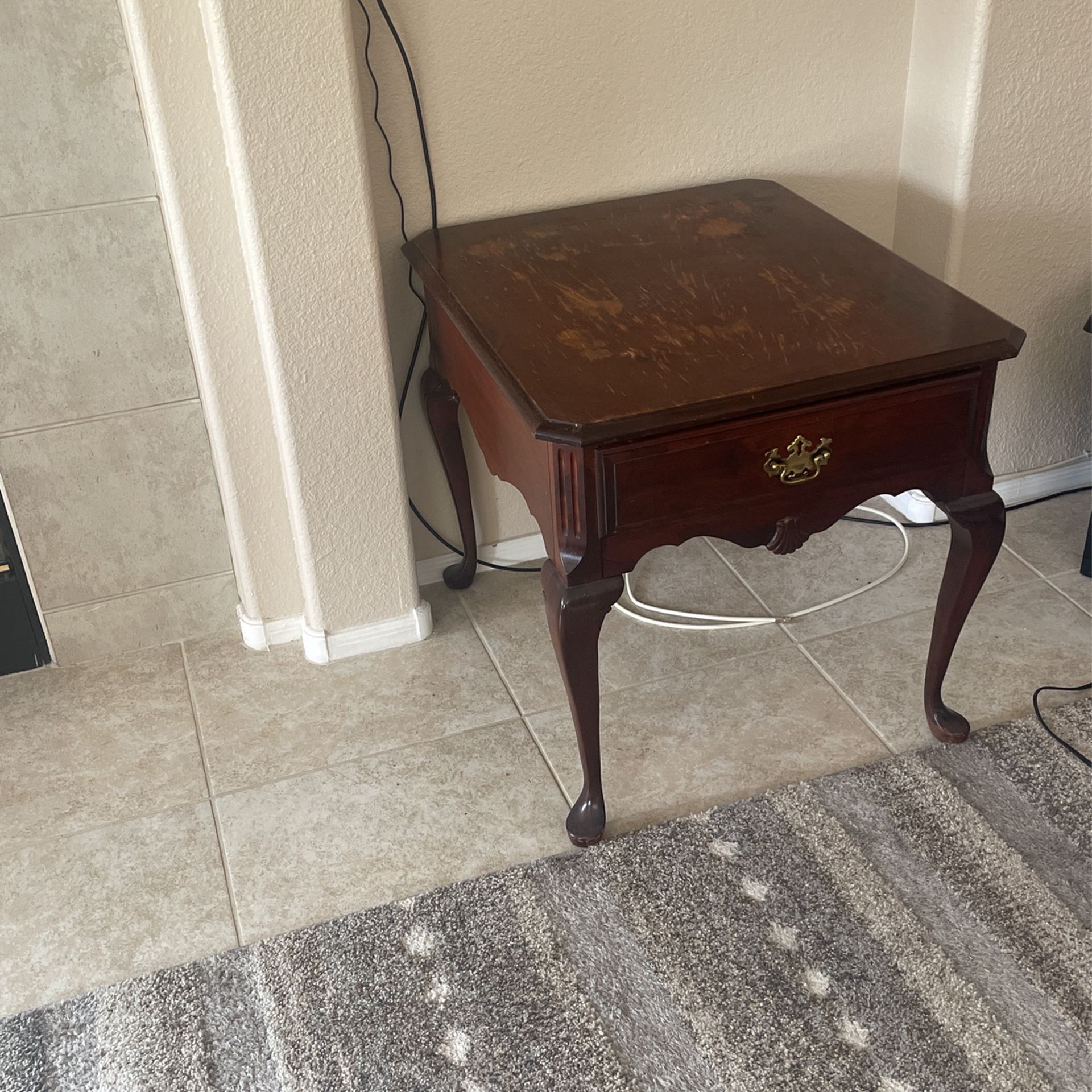 Console Table With One Drawer Brown Color 